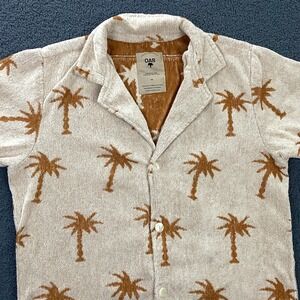 OAS Shirt Mens Medium Terry Toweling Camp Collar Palm Pool Swim Resort Huckberry